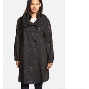 mycra pac now donatella raincoat Hoodie Reversible Black Dot Sz OP